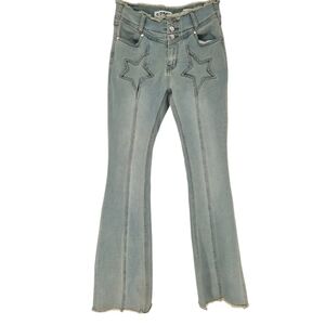 Y2K PTCL Midrise flare Denim Boho Western Indie jeans with star detailing